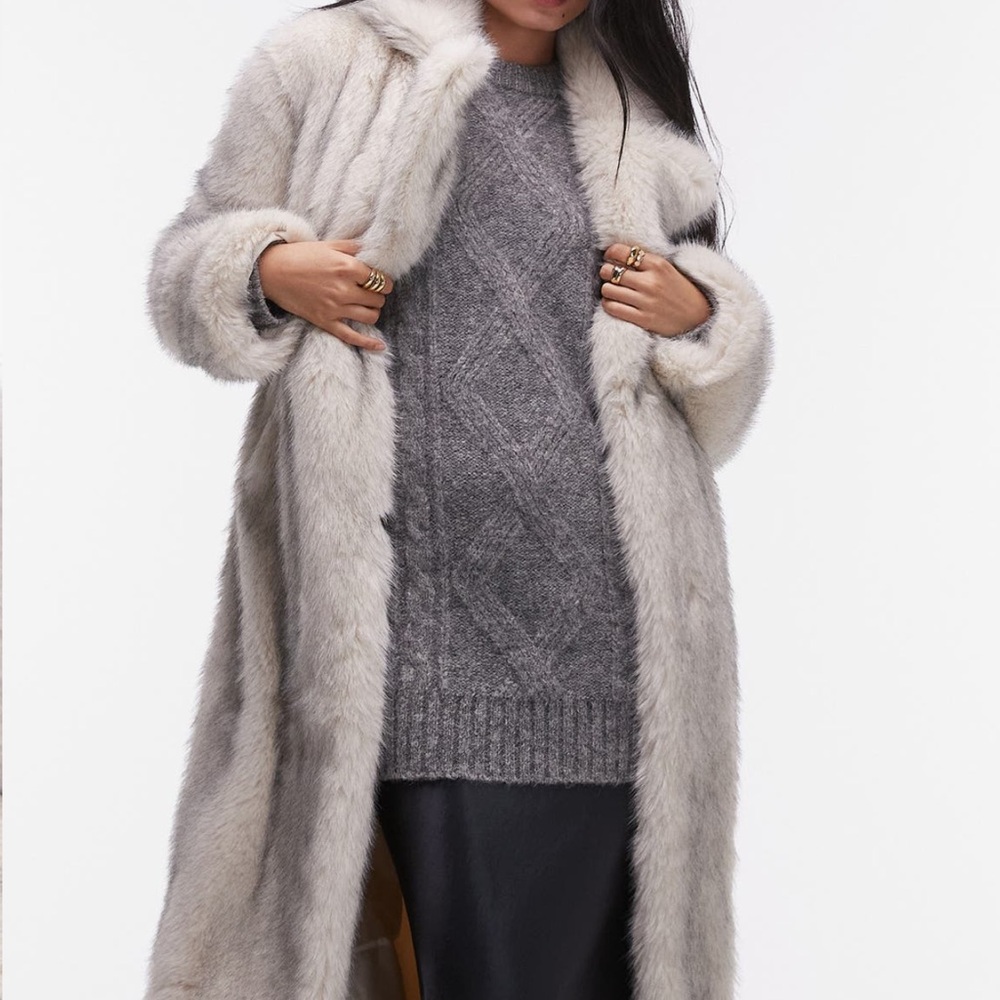 NWT Topshop Long Faux Fur Coat XS